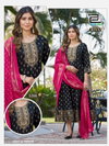 Riya Blue Hills Rayon Foil Printed Wholesale Anarkali Gown With Dupatta